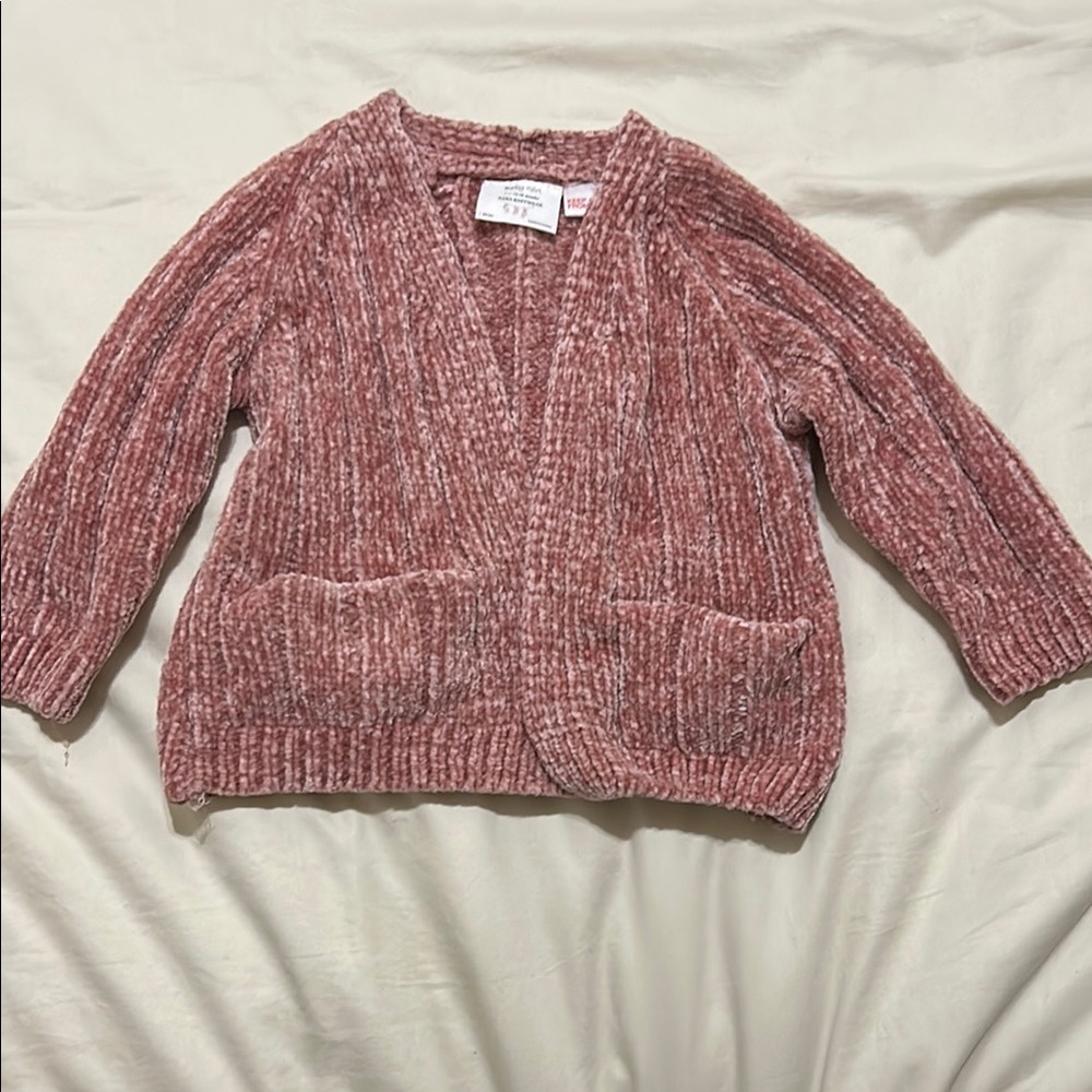 Zara knit wear Pink Chenille Kids Cardigan